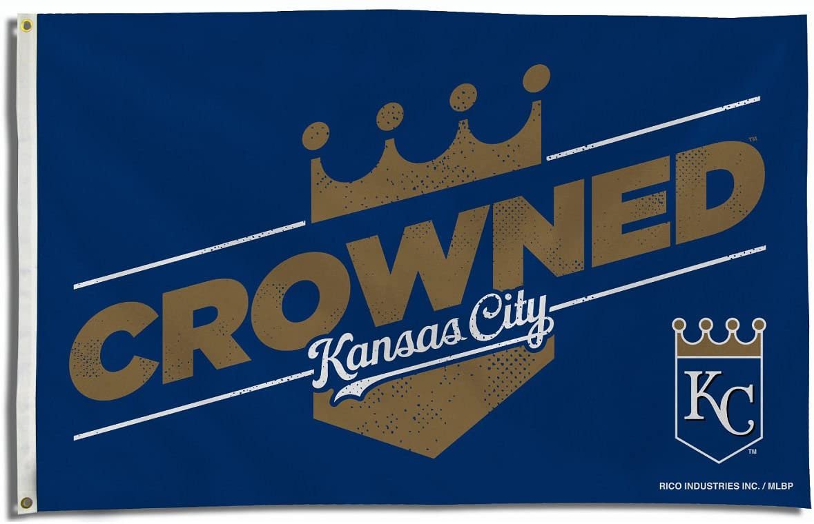 Kansas City Royals Crowned Champions 3x5 Feet Flag Banner, Metal Grommets, Outdoor Indoor Use, Single Sided 1