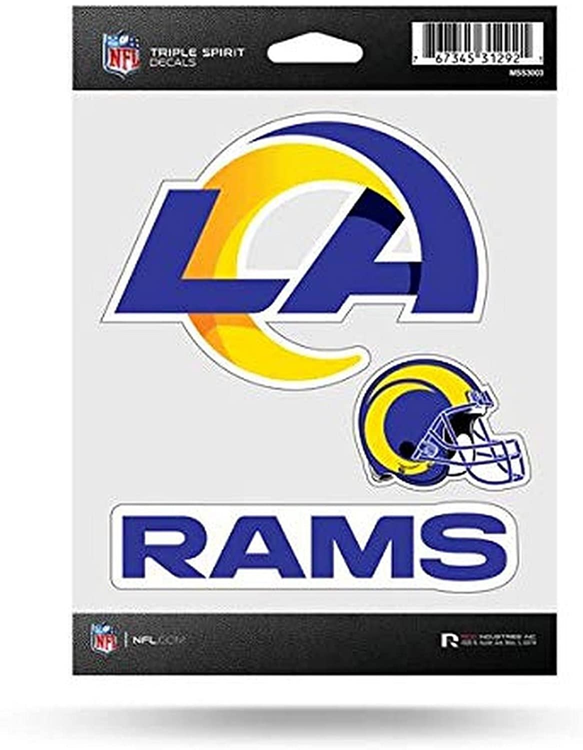 Los Angeles Rams Die Cut 3-Piece Triple Spirit Sticker Sheet, 5 x 7-inches 1