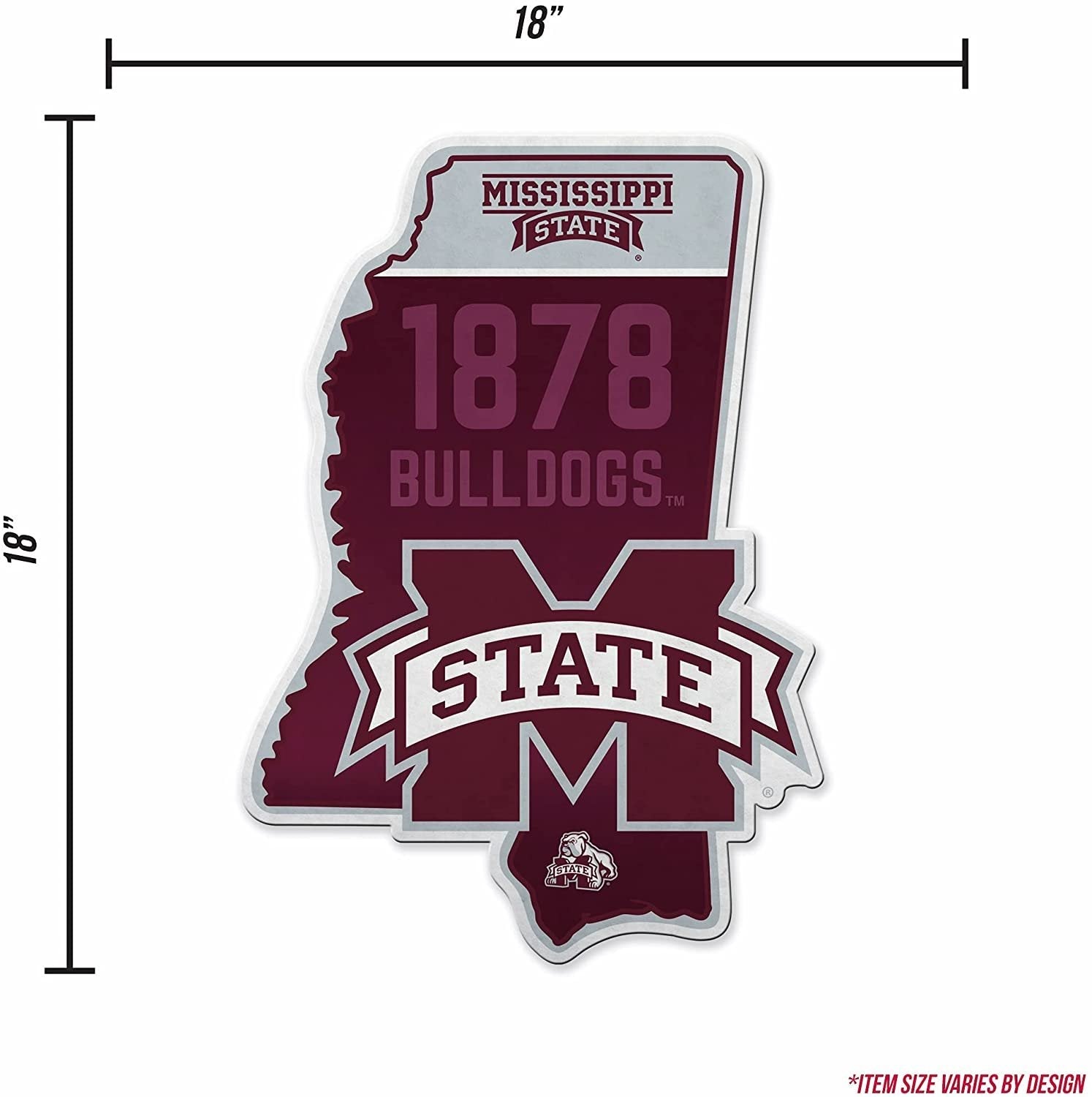 Mississippi State University Bulldogs Soft Felt Pennant, State Shape Design, 18 Inch 4