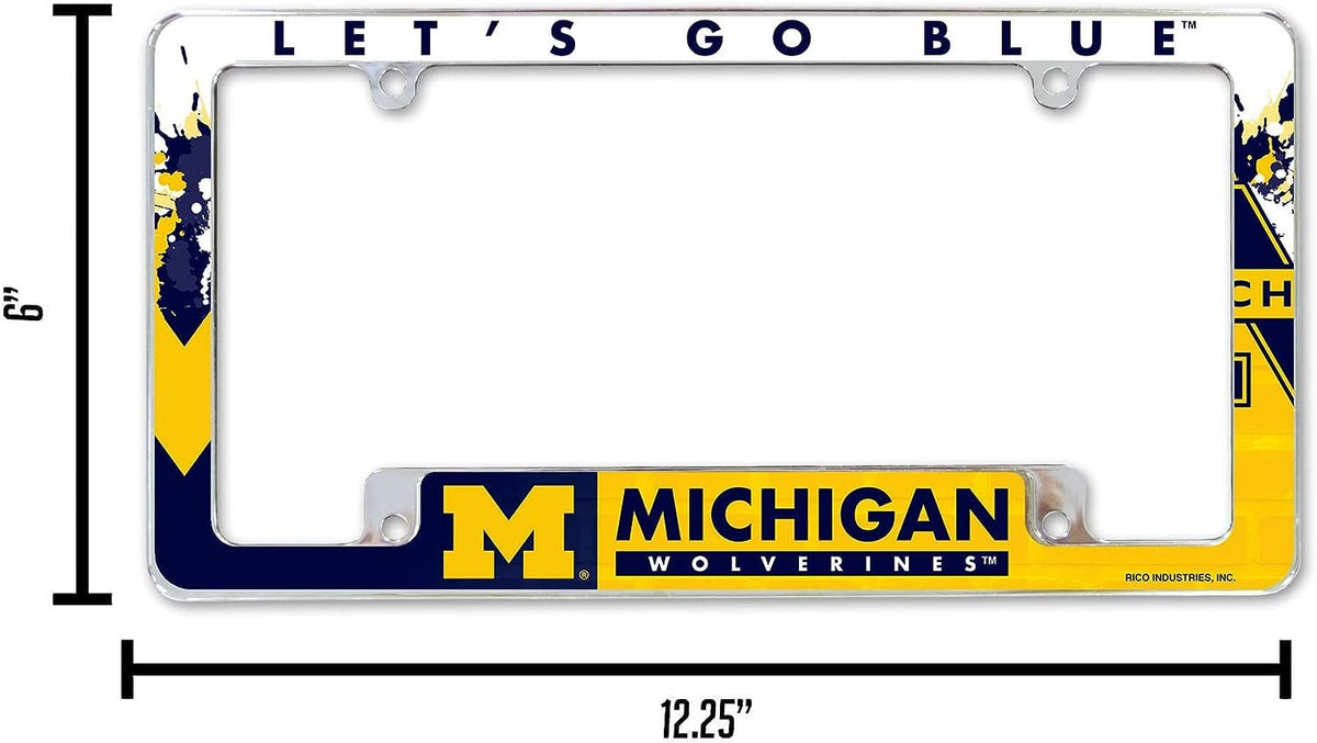 University of Michigan Wolverines Metal License Plate Frame Chrome Tag Cover 12x6 Inch Carbon Fiber Design 6