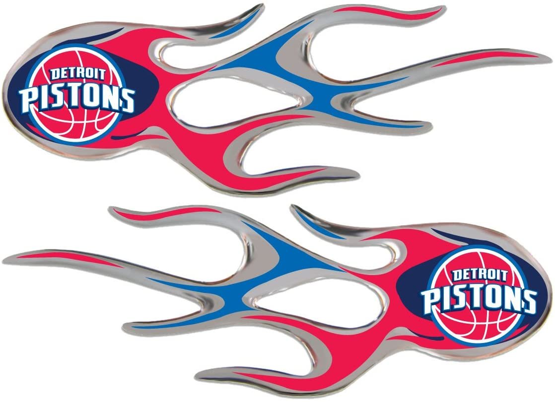 Detroit Pistons 2-pack Micro Flame Flames Auto Decal Emblem Basketball 1