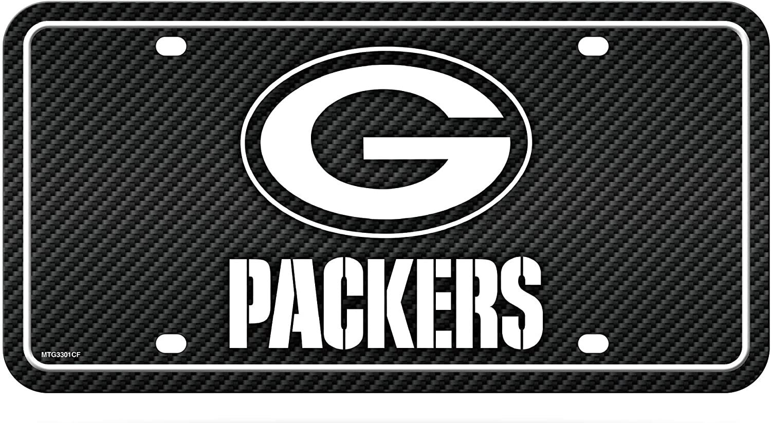 Green Bay Packers Metal Auto Tag License Plate, Carbon Fiber Design, 6x12 Inch 1