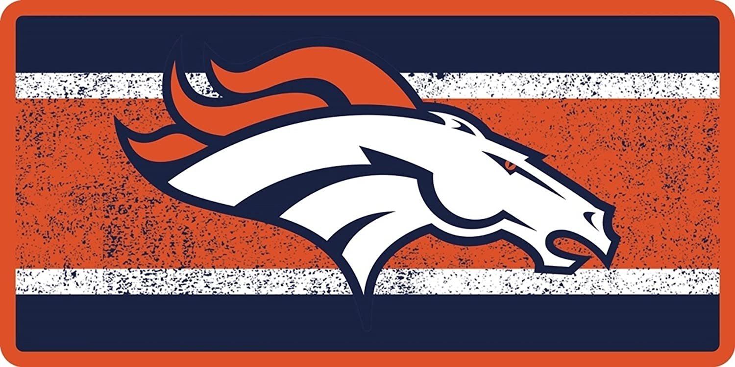 Denver Broncos Premium Laser Cut Tag Acrylic Inlaid License Plate, Vintage Design, 6x12 Inch 1