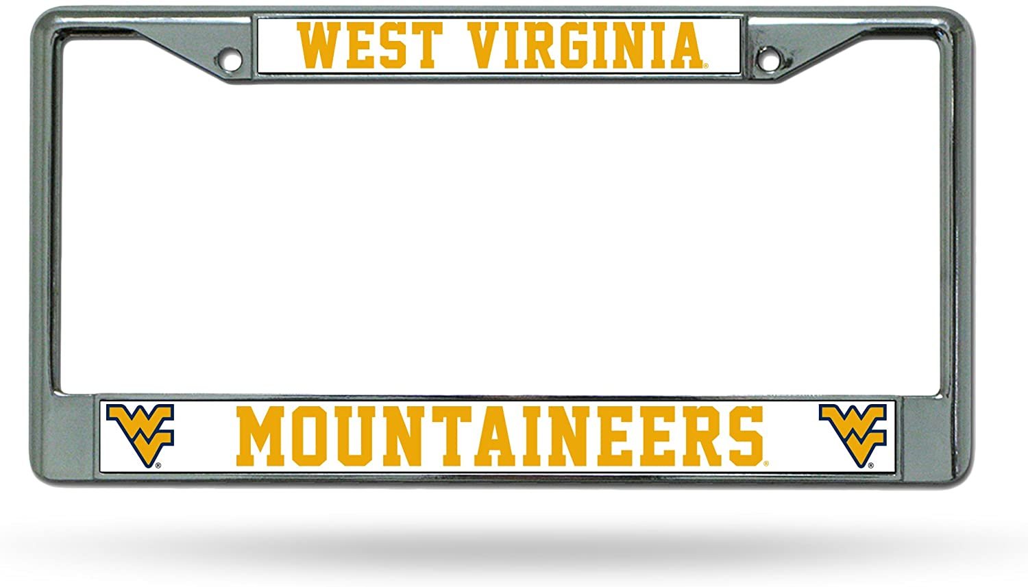 West Virginia University Mountaineers Premium Metal License Plate Frame Chrome Tag Cover, 12x6 Inch