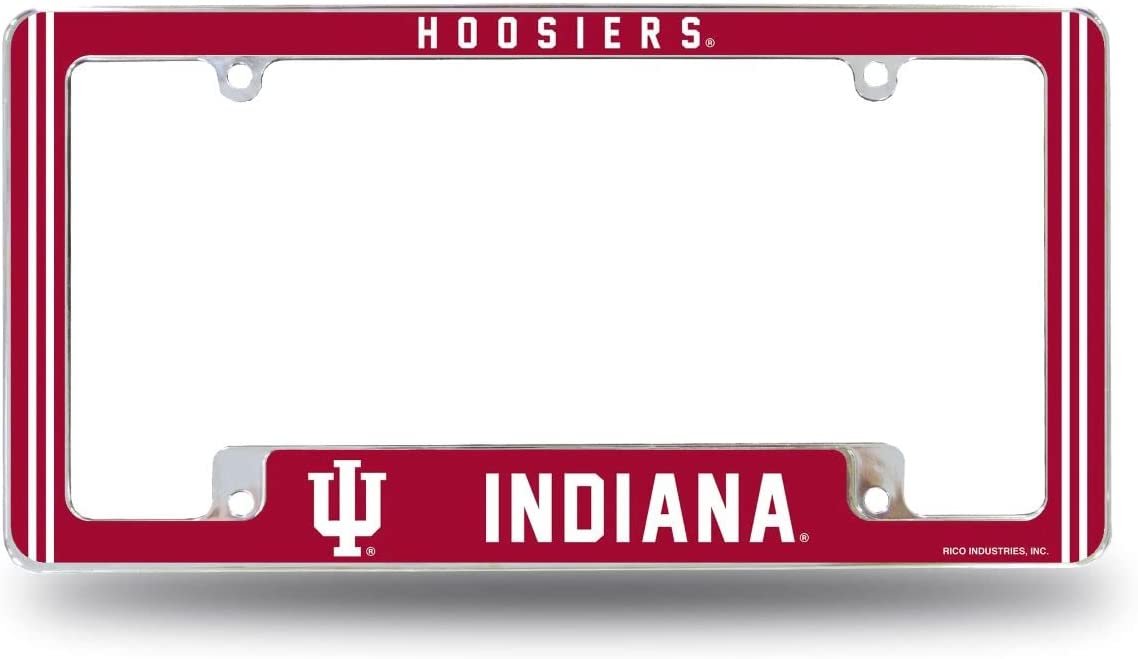 Indiana University Hoosiers Metal License Plate Frame Chrome Tag Cover 12x6 Inch Alternate Design