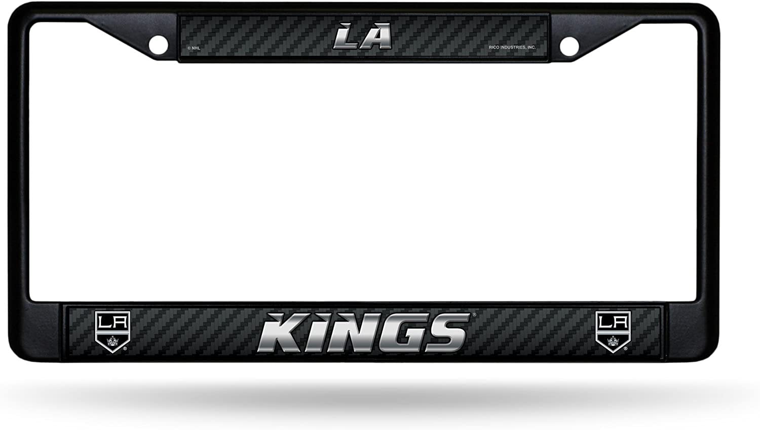 Los Angeles Kings Premium Black Metal License Plate Frame Chrome Tag Cover, 6x12 Inch