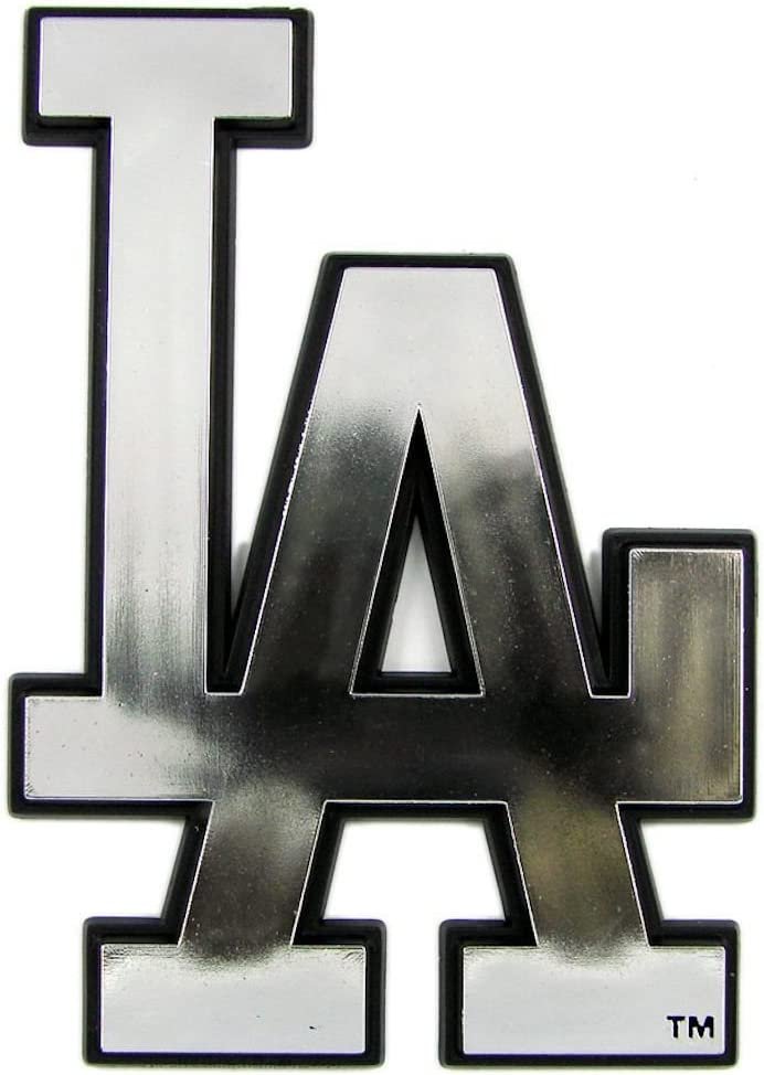 Los Angeles Dodgers Auto Emblem, Silver Chrome Color, Raised Molded Shape Cut Plastic, Adhesive Tape Backing 1