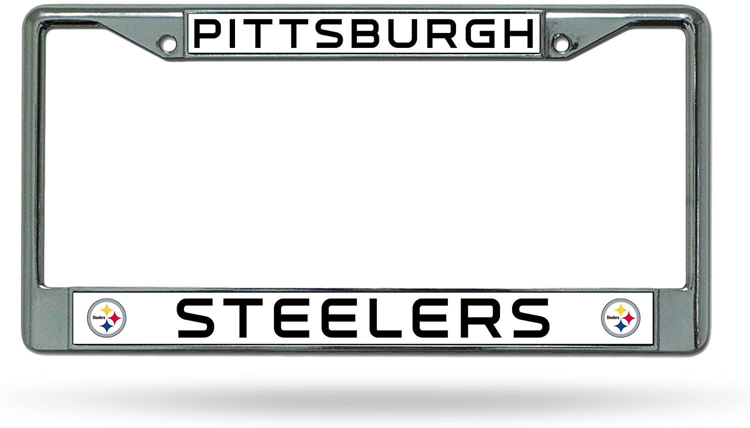 Pittsburgh Steelers Chrome Metal License Plate Frame Tag Cover 6x12 Inches 1