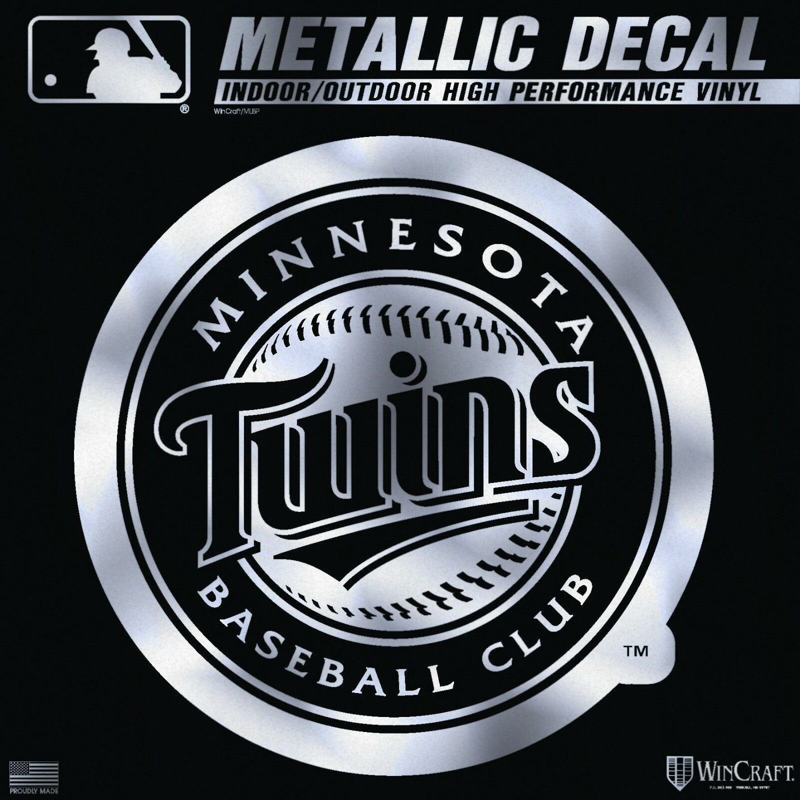 Minnesota Twins 6 Inch Decal Sticker, Metallic Chrome Shimmer Design 1