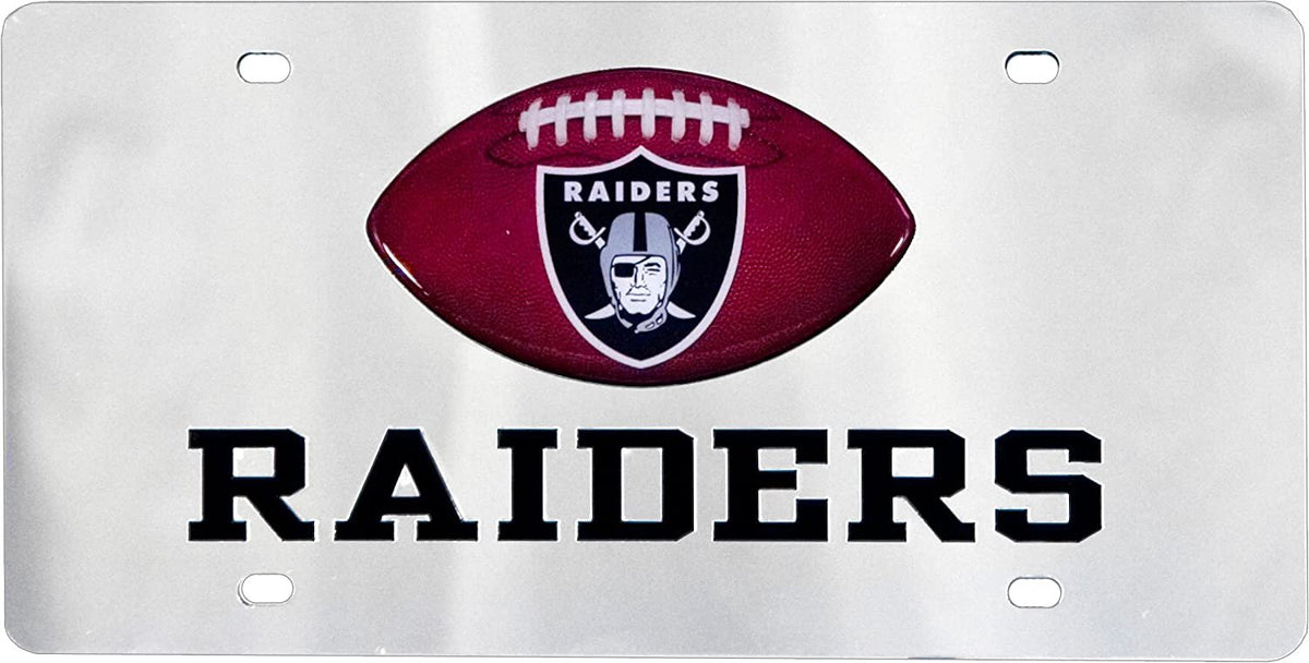 Las Vegas Raiders Premium Laser Cut Tag License Plate, Football, Mirrored Acrylic Inlaid, 12x6 Inch 1