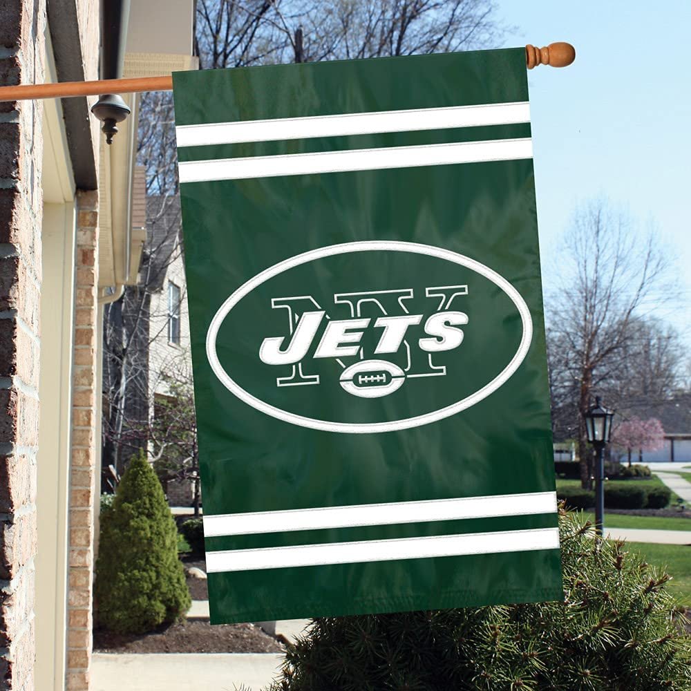 New York Jets Double Sided Banner Flag Embroidered Applique 44x28 Inch 2