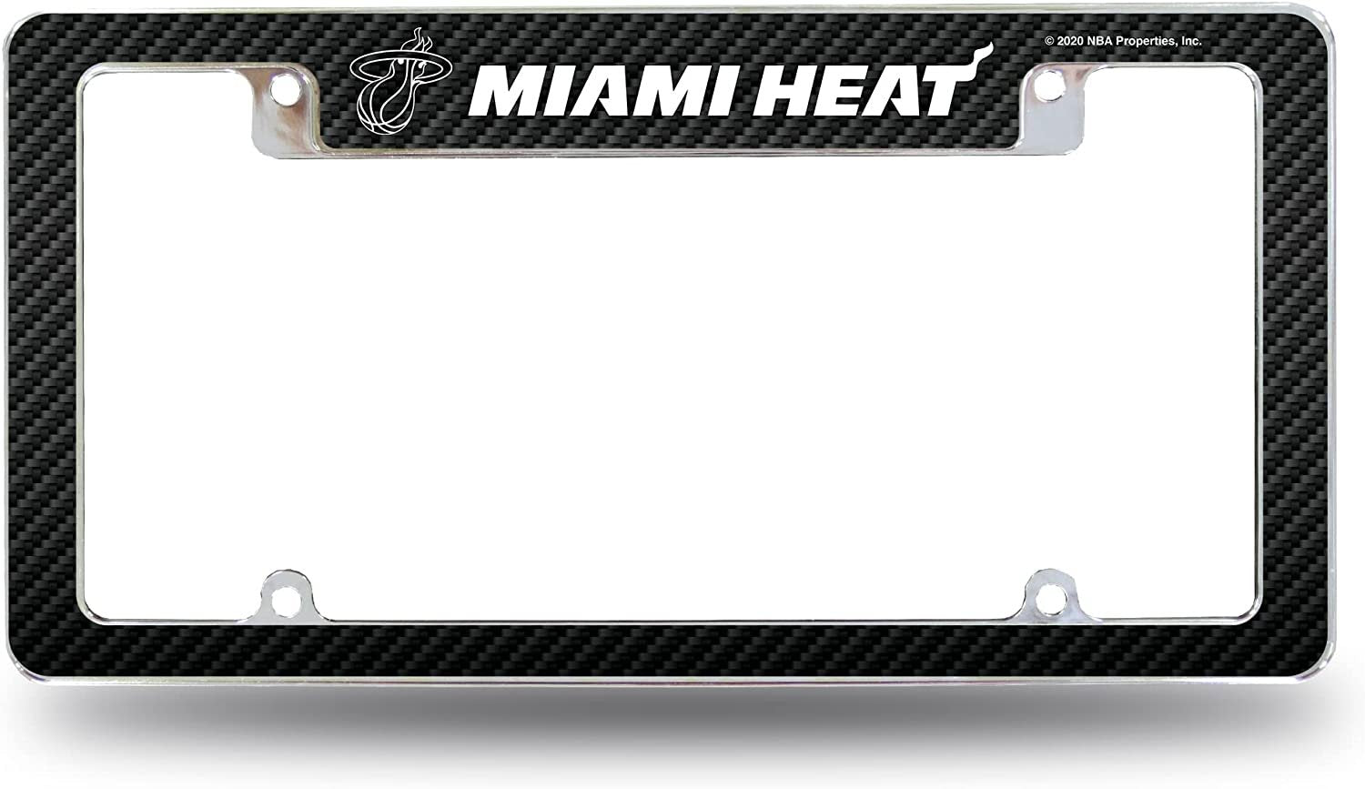 Rico Industries NBA Miami Heat Carbon Fiber 12" x 6" Chrome All Over Automotive License Plate Frame for Car/Truck/SUV