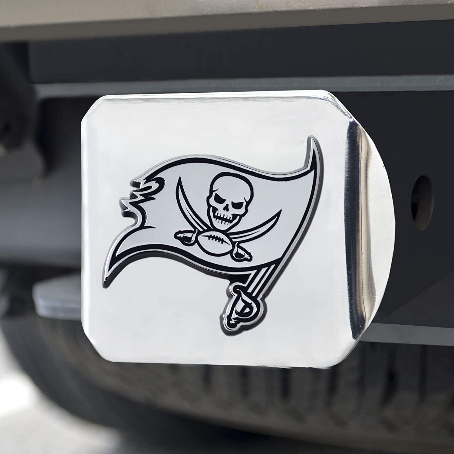 Tampa Bay Buccaneers Hitch Cover Solid Metal with Raised Chrome Metal Emblem 2" Square Type III