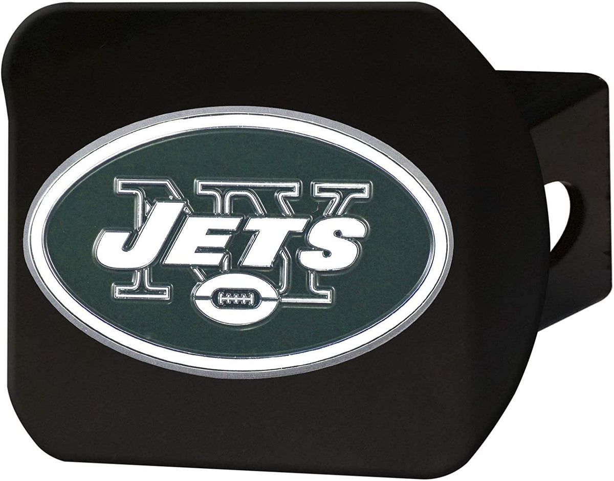 New York Jets Hitch Cover Black Solid Metal with Raised Color Metal Emblem 2" Square Type III