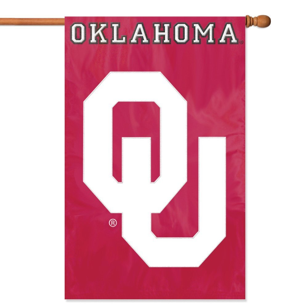 University of Oklahoma Sooners Premium House Banner Flag, Double Sided, Applique & Embroidered, 28x44 Inch