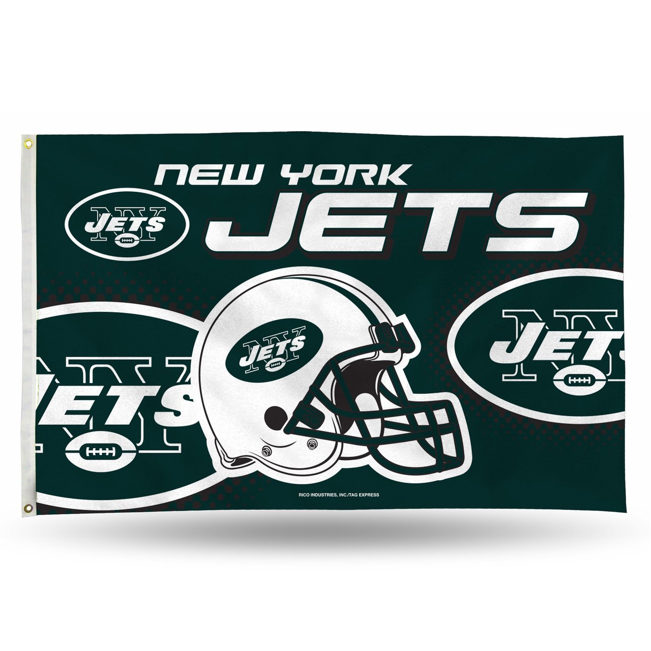 New York Jets Premium 3x5 Foot Flag Banner, Helmet Design, Metal Grommets, Indoor Outdoor, Single Sided