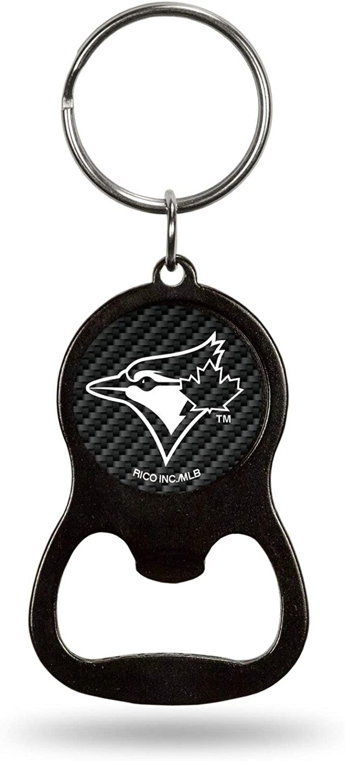 Toronto Blue Jays Bottle Opener Keychain Carbon Fiber Design Metal Baseball 1