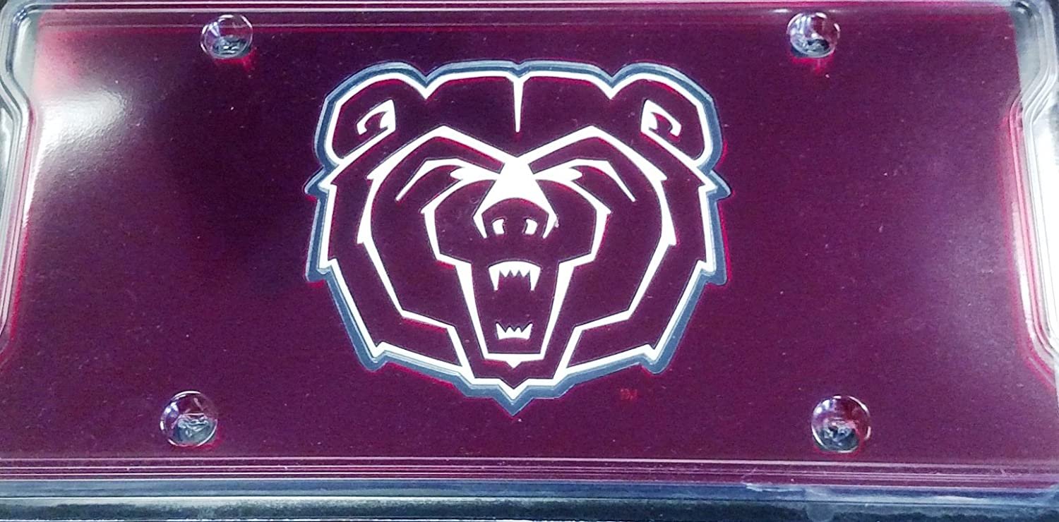 Missouri State University Bears Premium Laser Cut Tag License Plate, Colored Mirrored Acrylic Inlaid, 12x6 Inch
