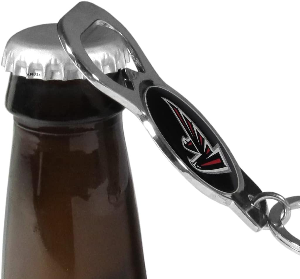 Atlanta Falcons Premium Solid Metal Bottle Opener Keychain, Silver Key Ring, Team Logo 3