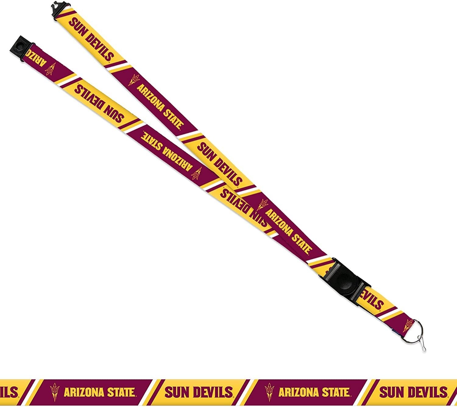 Arizona State University Sun Devils Lanyard Keychain Double Sided 18 Inch Button Clip Safety Breakaway