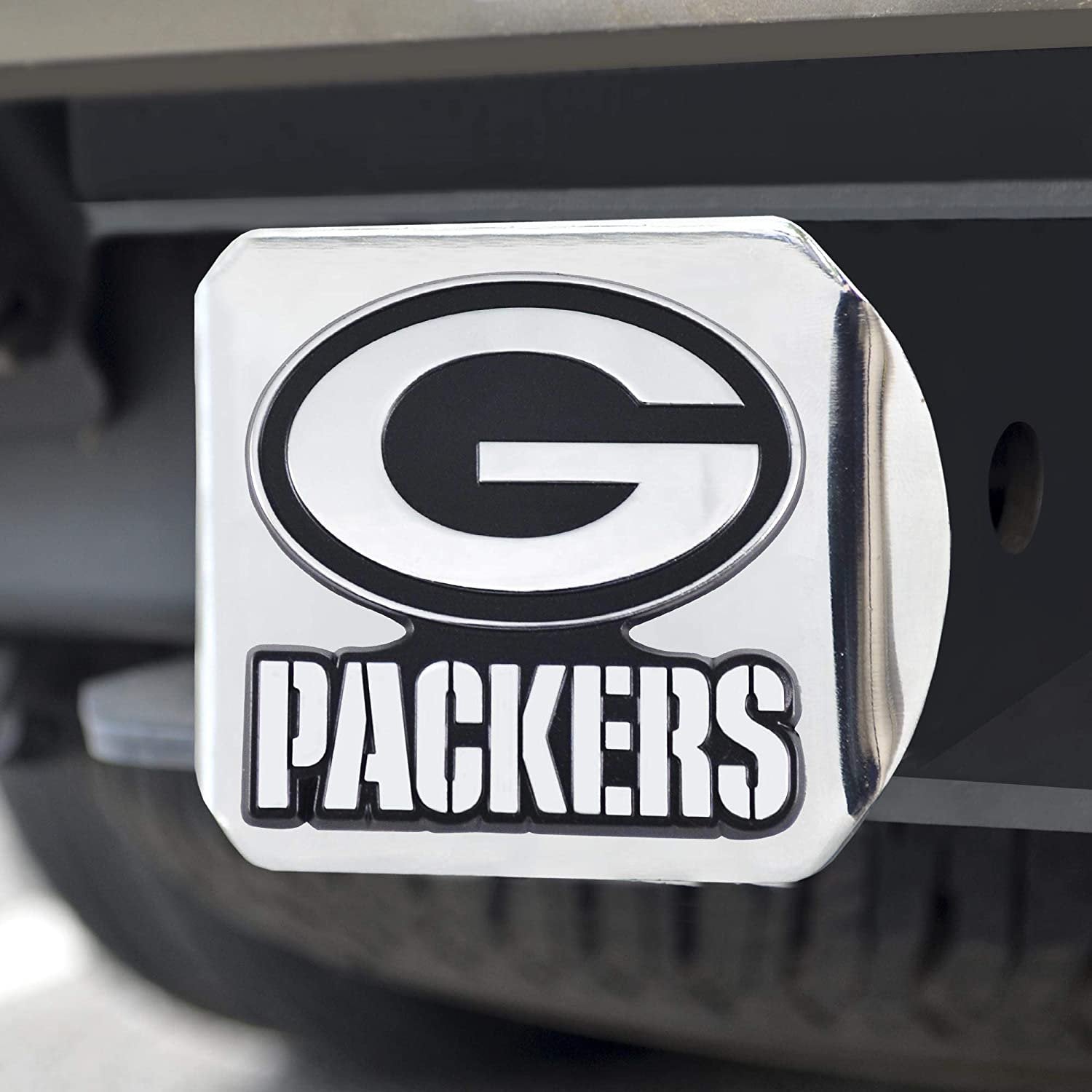 Green Bay Packers Hitch Cover Solid Metal with Raised Chrome Metal Emblem 2" Square Type III