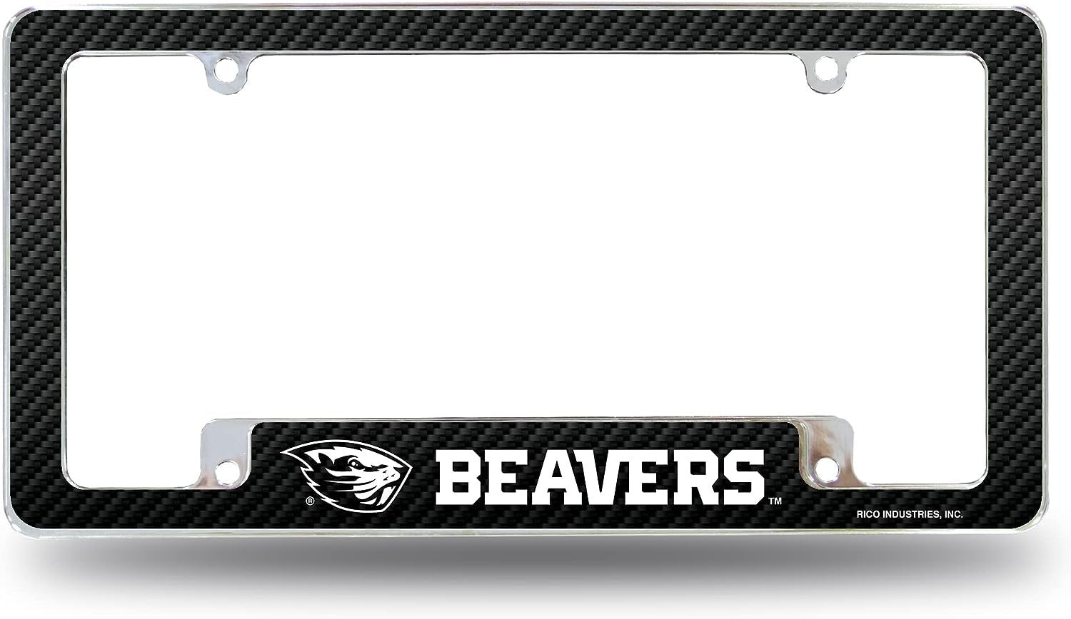 Oregon State University Beavers Metal License Plate Frame Chrome Tag Cover 12x6 Inch Carbon Fiber Design