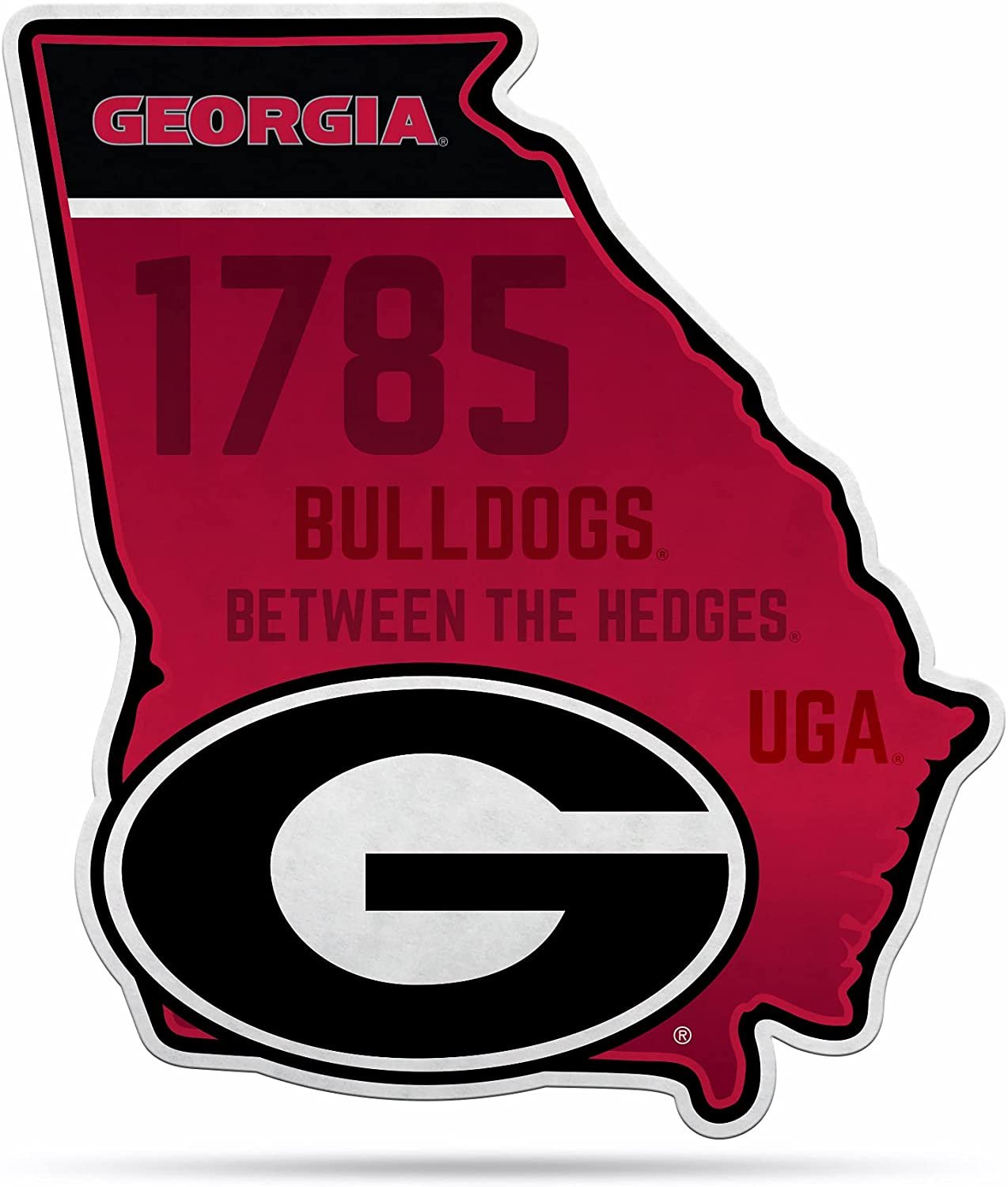 Georgia Bulldogs State Shape Classic State Shape Cut Pennant - Home and Living Room Décor - Soft Felt EZ to Hang 1