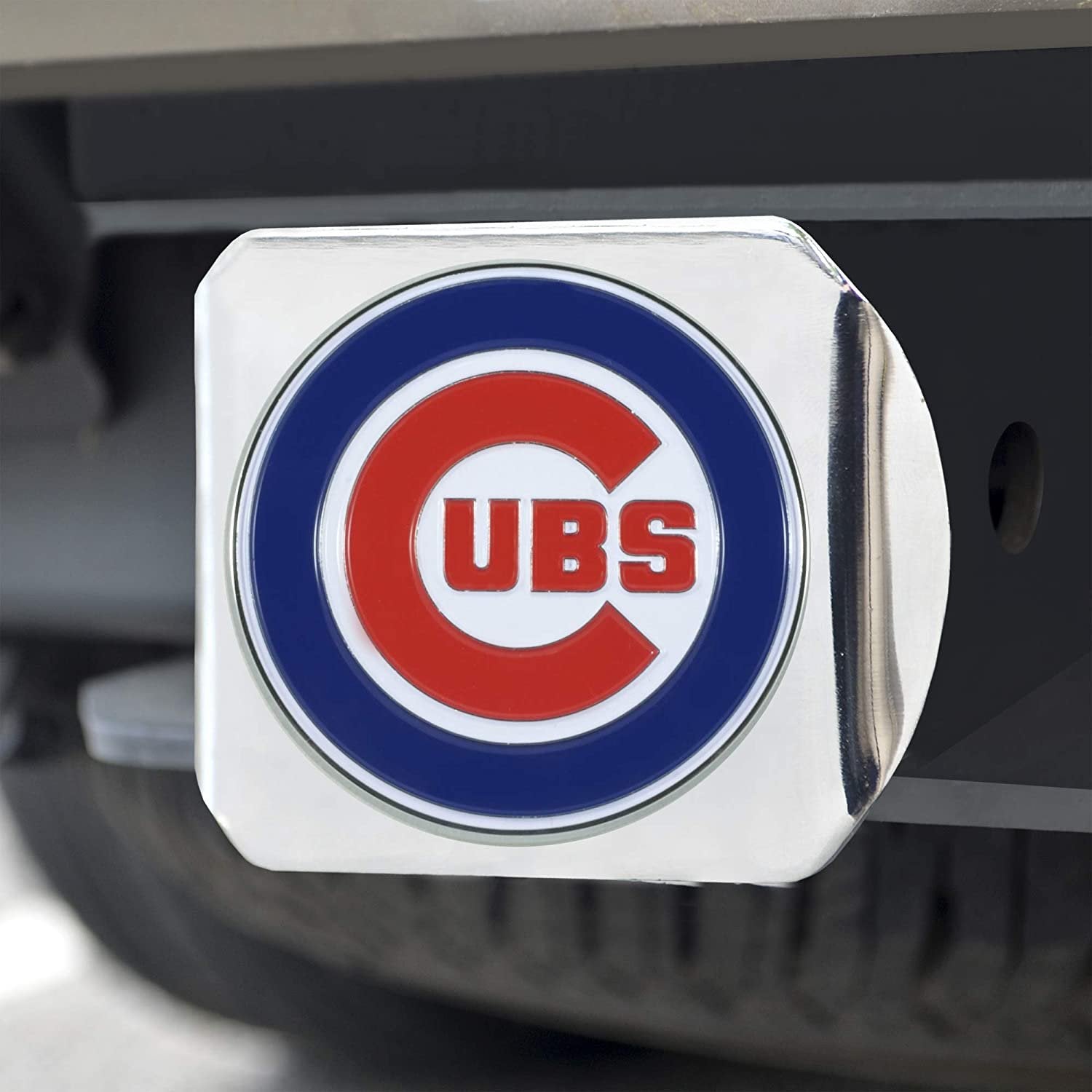 Chicago Cubs Hitch Cover Solid Metal with Raised Color Metal Emblem 2" Square Type III