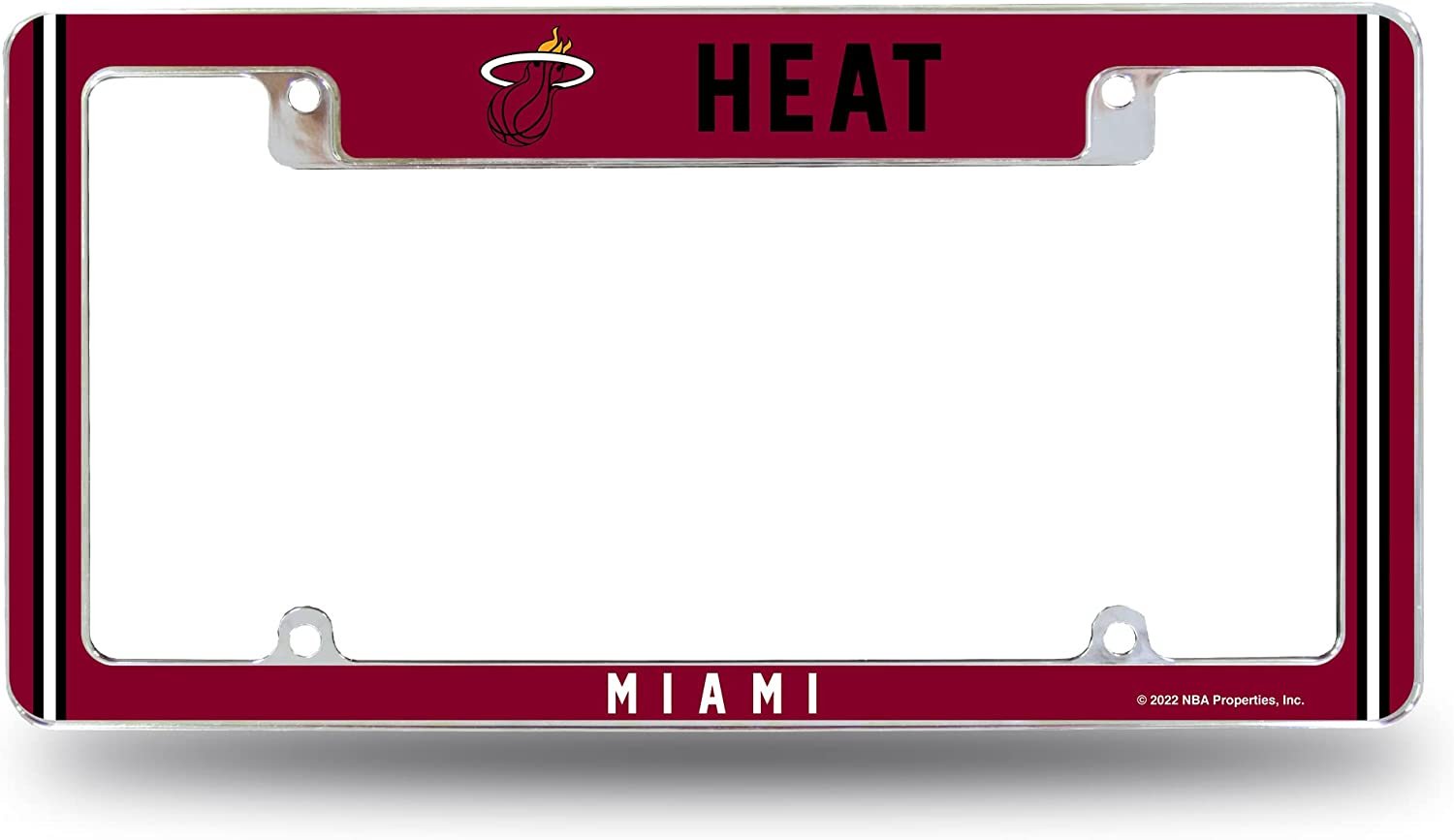 Miami Heat Metal License Plate Frame Chrome Tag Cover Alternate Design 6x12 Inch 1