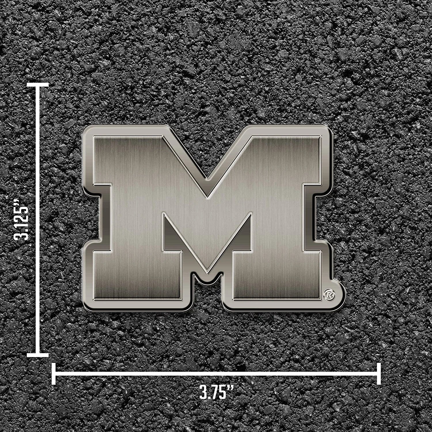 Michigan Wolverines Solid Metal Auto Emblem Antique Nickel for Car/Truck/SUV 4