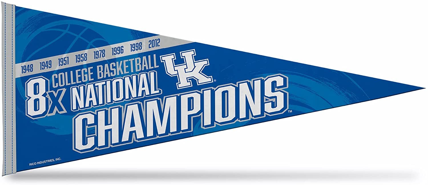 University of Kentucky Wildcats 8-Time Champions Soft Felt Pennant, 12x30 Inch 1