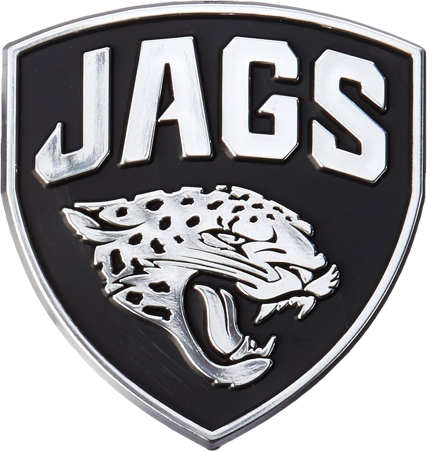 Jacksonville Jaguars Silver Chrome Color Auto Emblem Molded Raised Adhesive Tape Backing 1