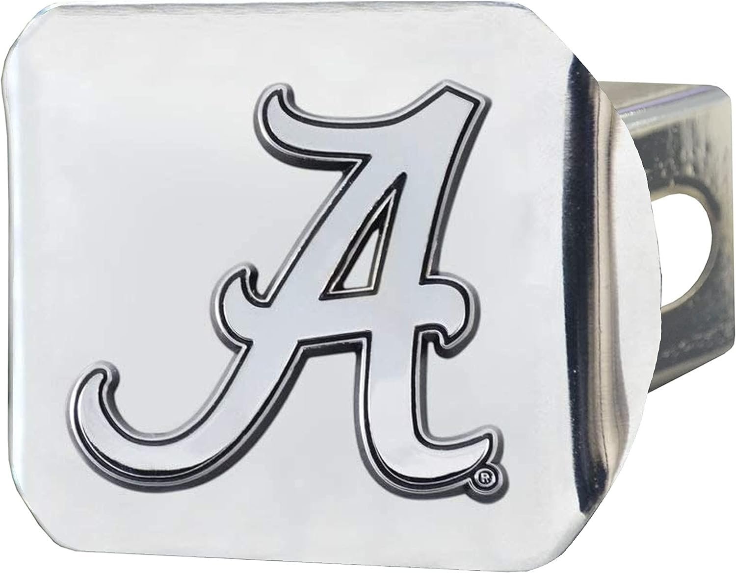 University of Alabama NCAA Chrome Metal Hitch Cover by FANMATS - Unique 3D Chrome Team Logo Molded Design – Easy Installation on Truck, SUV, Car or ATV - Ideal Crimson Tide Gift for Student/Alumni/Fan