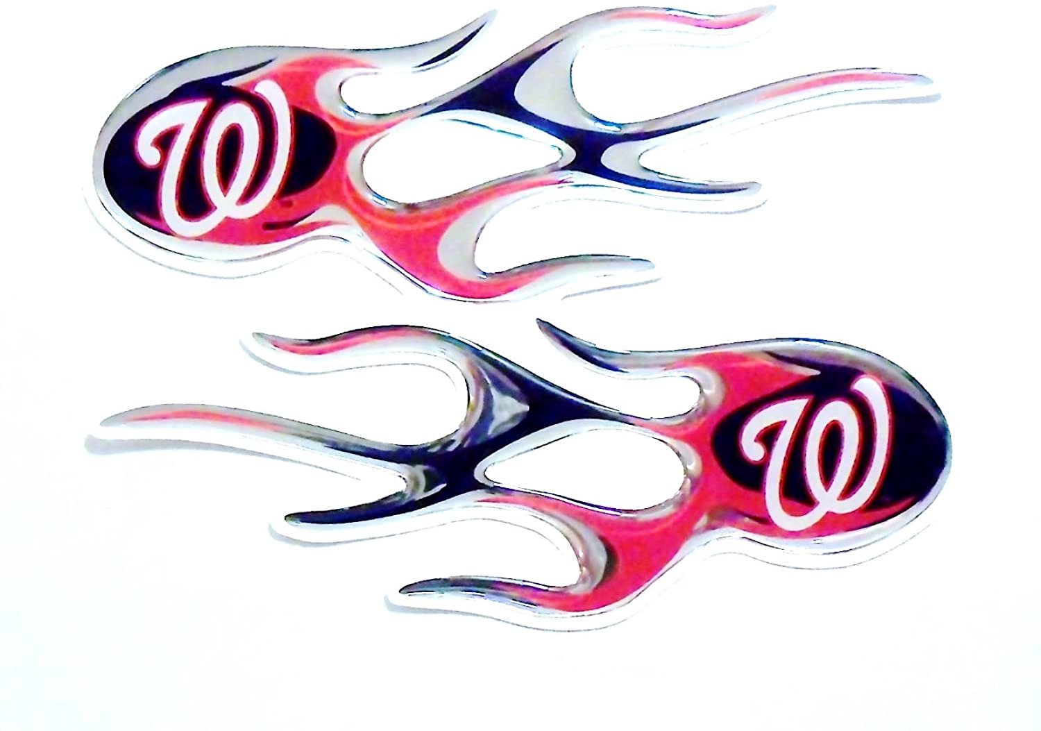 Washington Nationals W 2-Pack Drip Molded Plastic Raised Flame Flames Decal Emblem Sticker Baseball 1