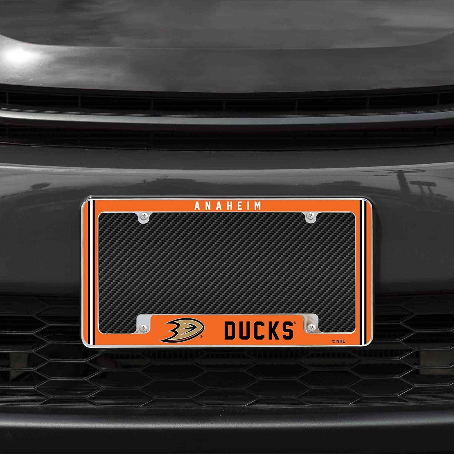 Anaheim Ducks Metal License Plate Frame Chrome Tag Cover Alternate Design 6x12 Inch