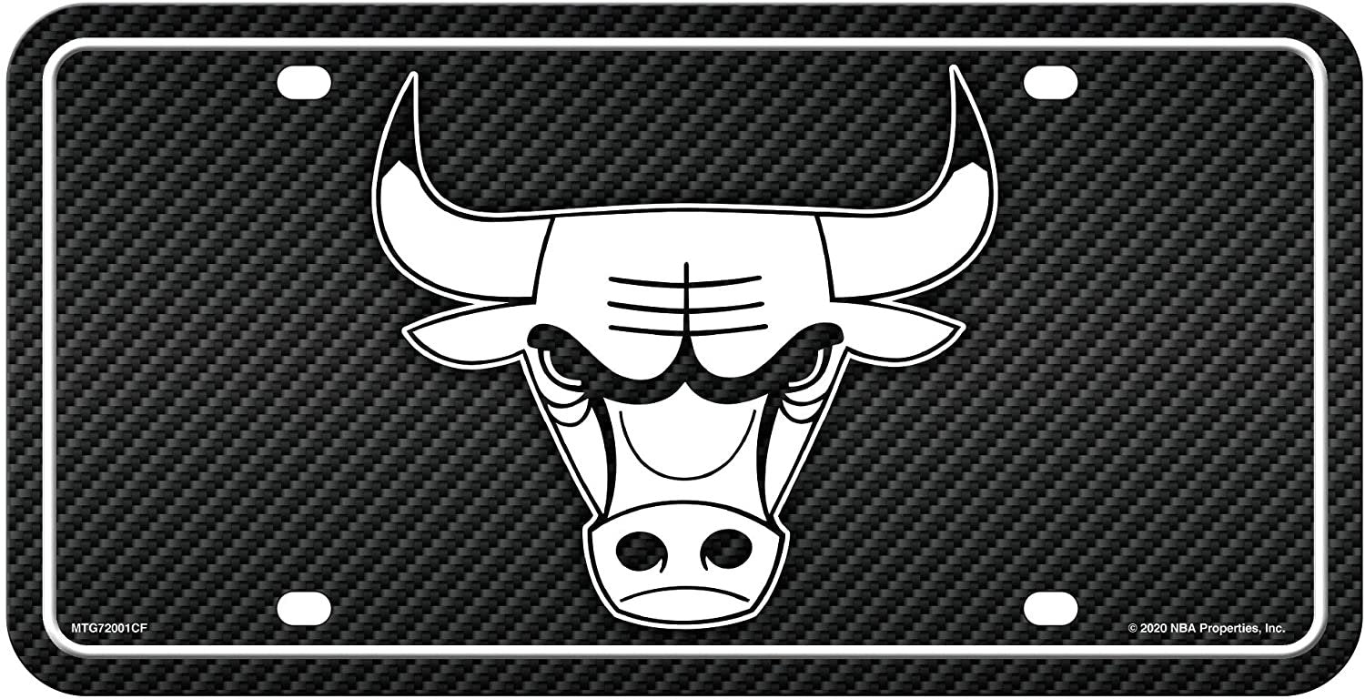 Chicago Bulls Metal Auto Tag License Plate, Carbon Fiber Design, 6x12 Inch 1