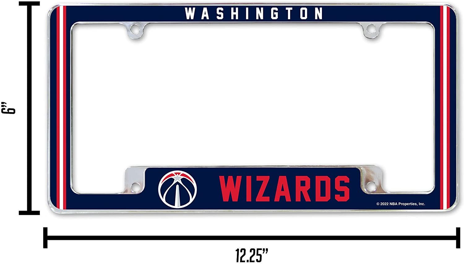 Washington Wizards Metal License Plate Frame Chrome Tag Cover Alternate Design 6x12 Inch 4