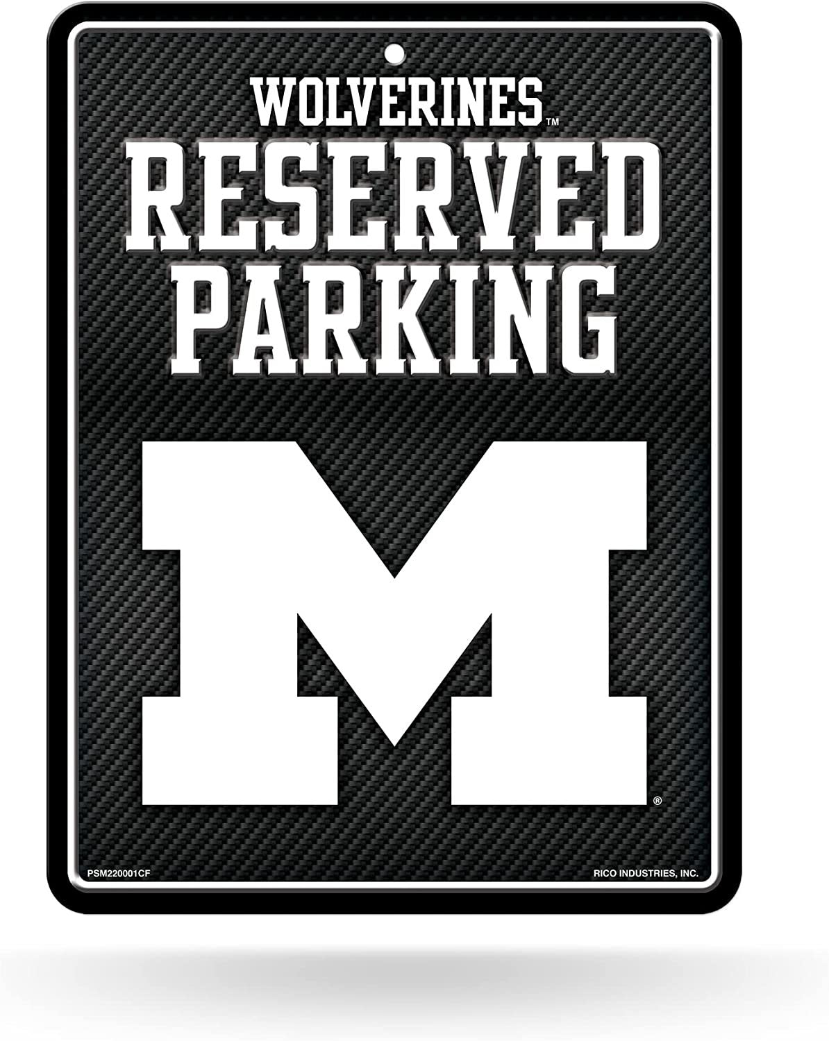University of Michigan Wolverines Metal Parking Novelty Wall Sign 8.5 x 11 Inch Carbon Fiber Design 1