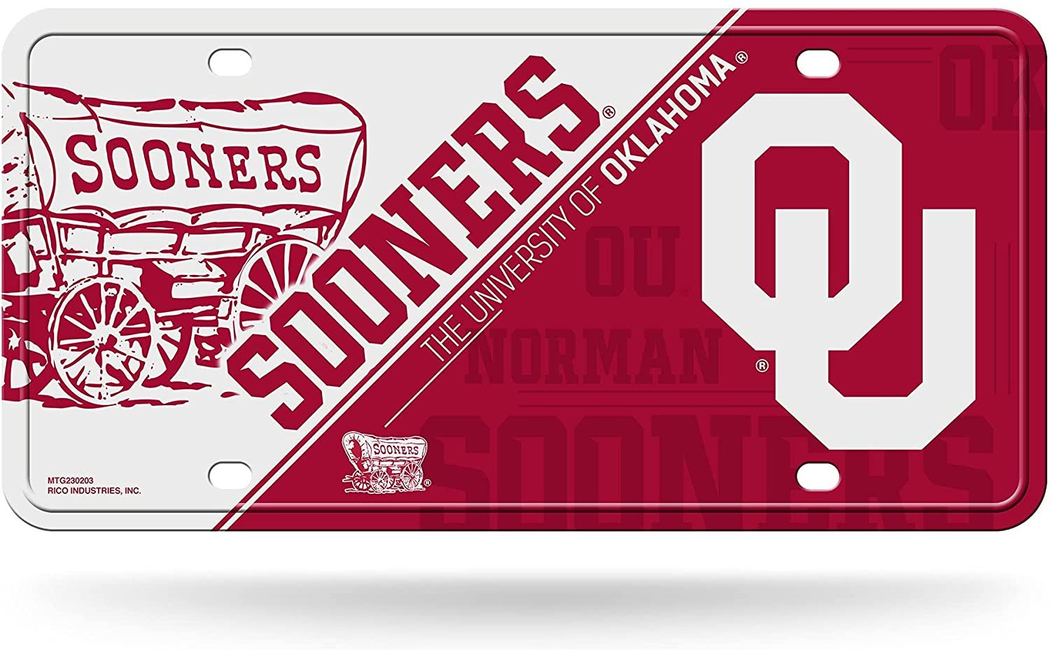 University of Oklahoma Sooners Metal Tag License Plate Novelty 6x12 Inch Split Design 1