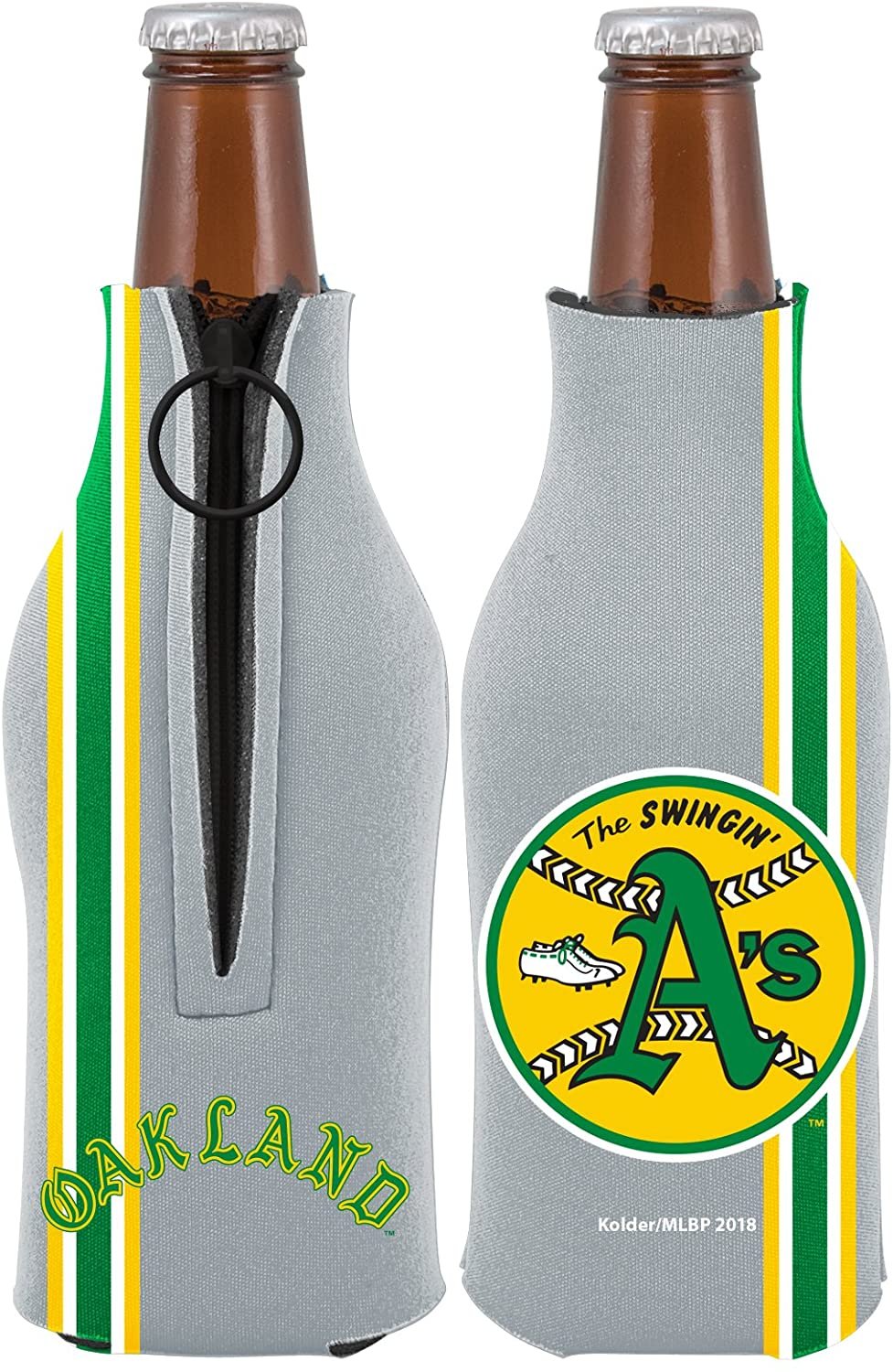 Oakland Athletics A's 2-Pack Throwback Design Zipper Bottle Neoprene Beverage Insulator Holder Cooler Baseball 1