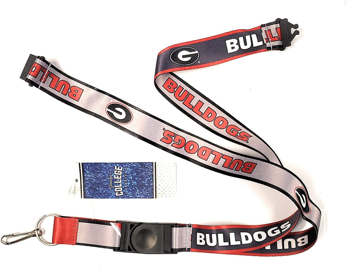 University of Georgia Bulldogs Gray Lanyard Keychain Double Sided Breakaway Safety Design Adult 18 Inch 1