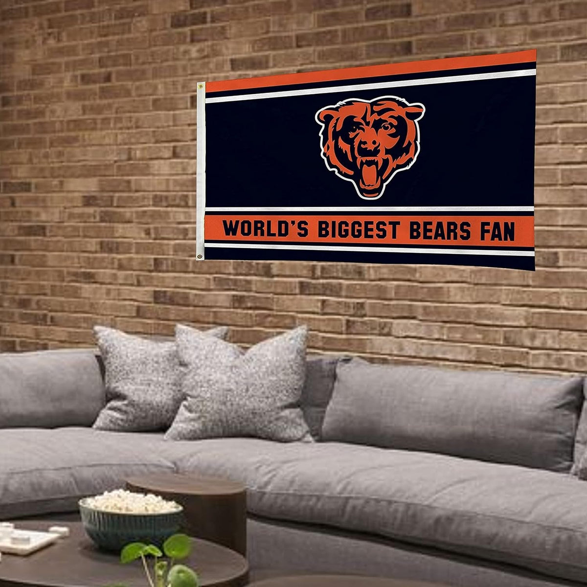 Chicago Bears 3x5 Feet Flag Banner, World's Biggest Fan, Metal Grommets, Single Sided, Indoor or Outdoor Use 4