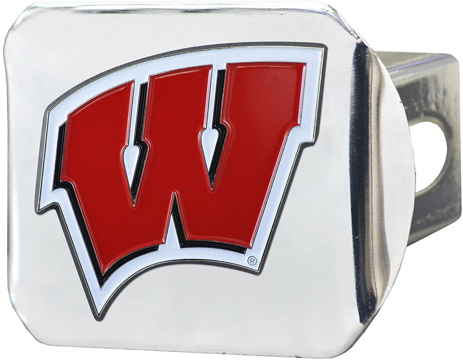 Wisconsin Badgers Hitch Cover Solid Metal with Raised Color Metal Emblem 2" Square Type III University of