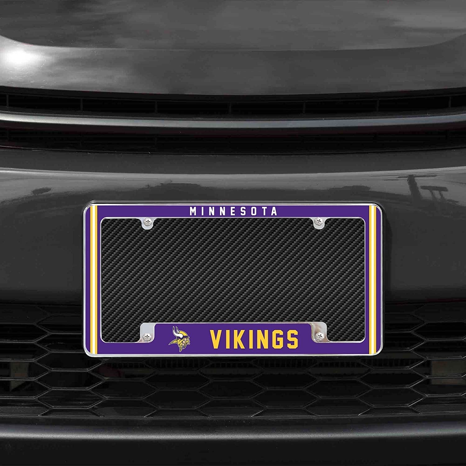 Minnesota Vikings Metal License Plate Frame Chrome Tag Cover Alternate Design 6x12 Inch 2