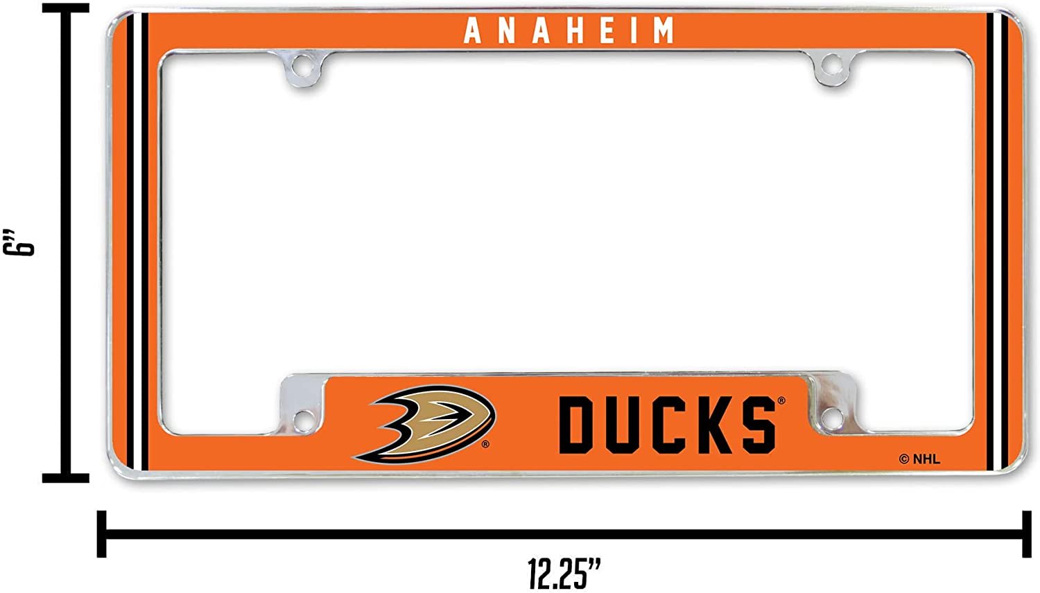 Anaheim Ducks Metal License Plate Frame Chrome Tag Cover Alternate Design 6x12 Inch 4