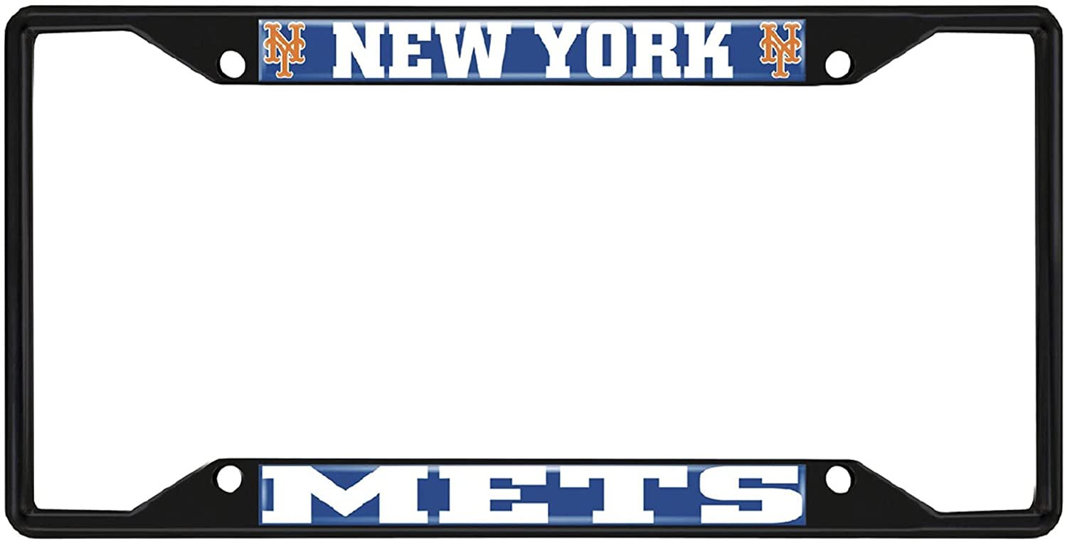Fan Mats 31313: New York Mets Metal License Plate Frame Black Finish