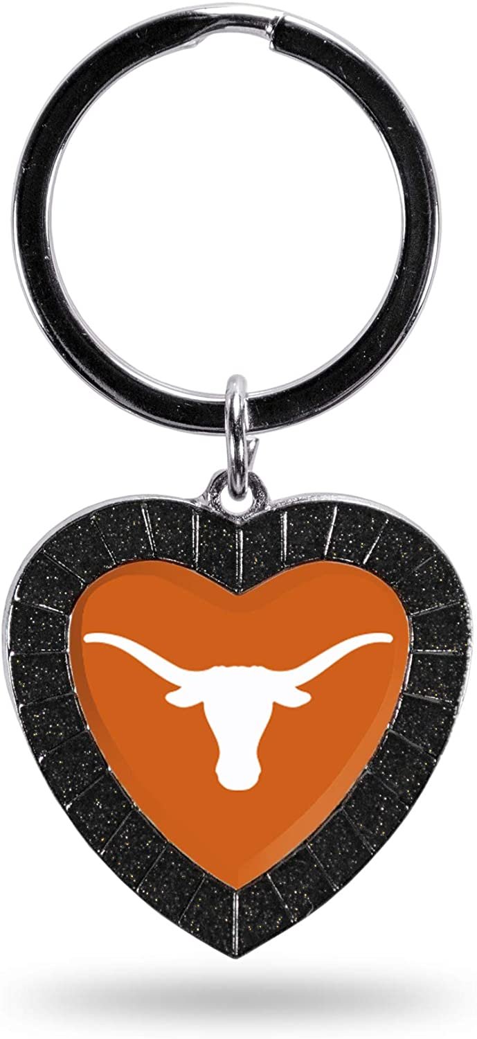 NCAA Texas Longhorns NCAA Rhinestone Heart Colored Keychain, Black, 3-inches in length 1