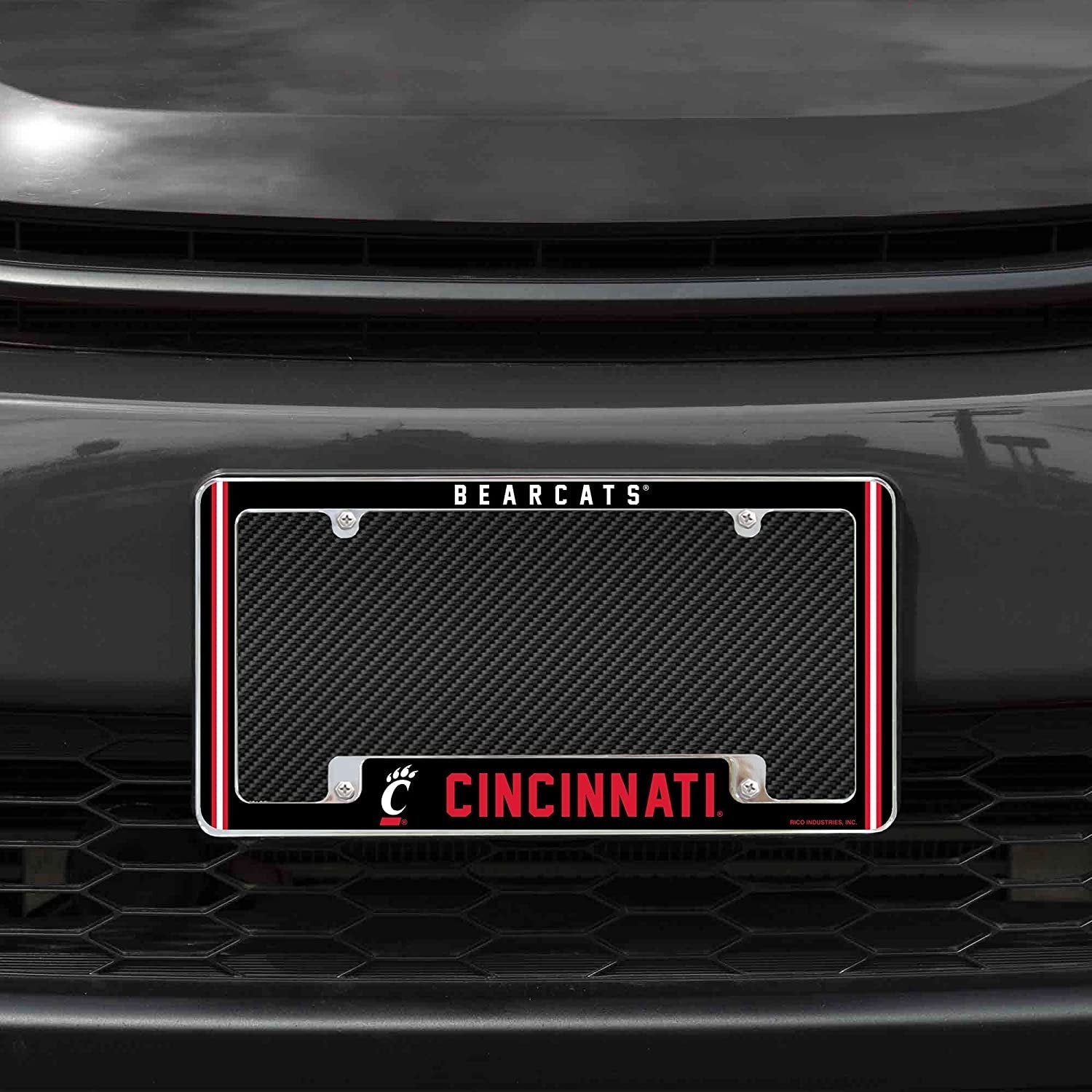 University of Cincinnati Bearcats Metal License Plate Frame Chrome Tag Cover Alternate Design 6x12 Inch