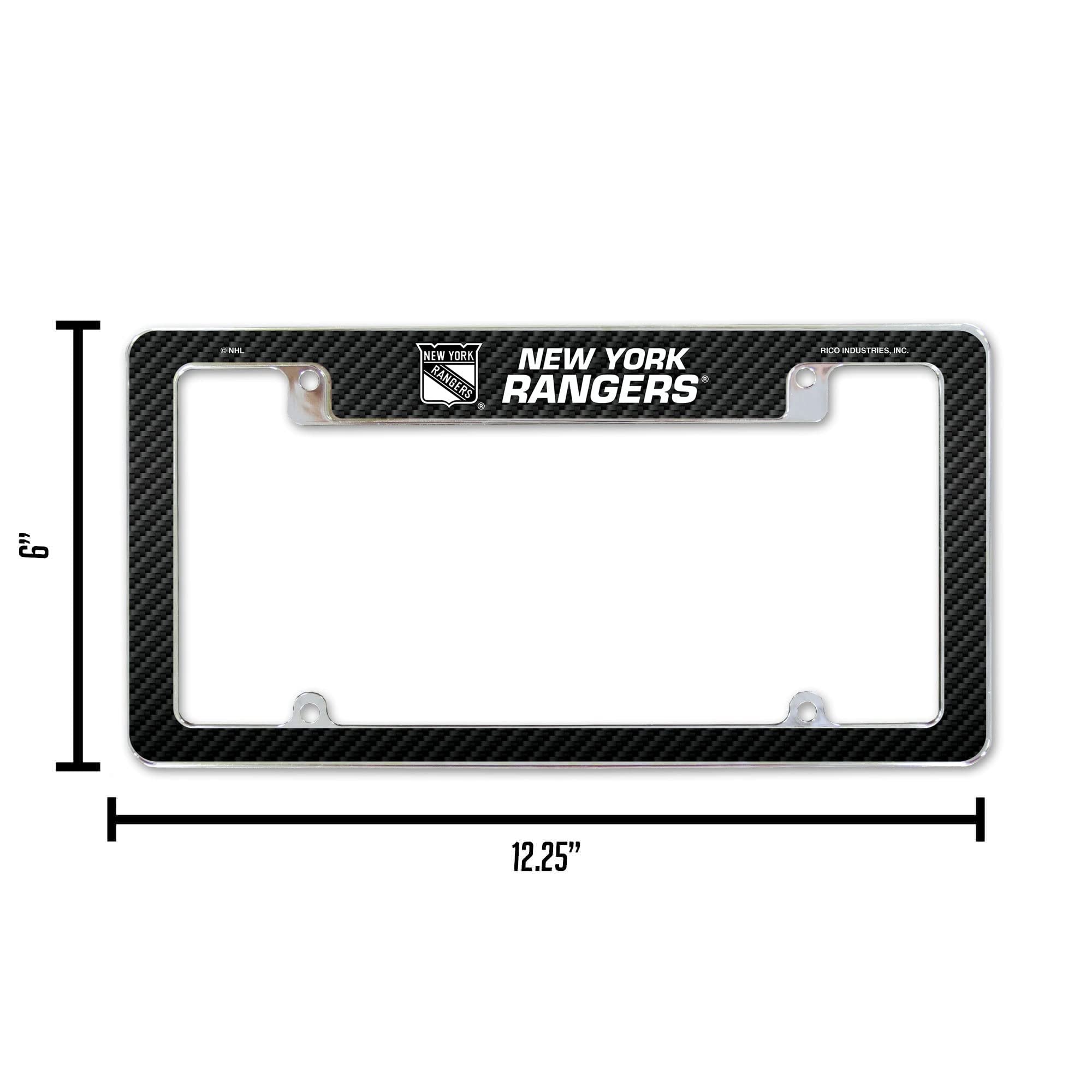 New York Rangers Metal License Plate Frame Chrome Tag Cover, Carbon Fiber Design, 6x12 Inch 5