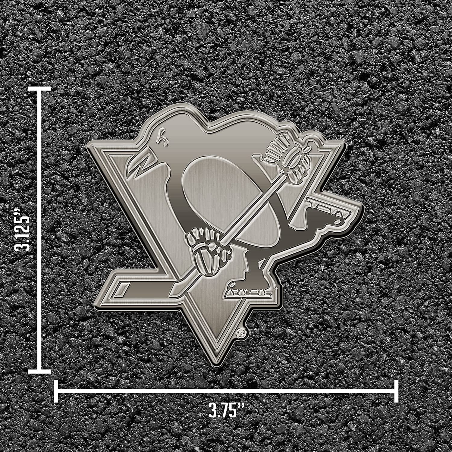 Pittsburgh Penguins Solid Metal Auto Emblem Antique Nickel for Car/Truck/SUV 5